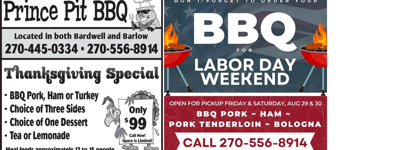 Prince Pit BBQ Menu