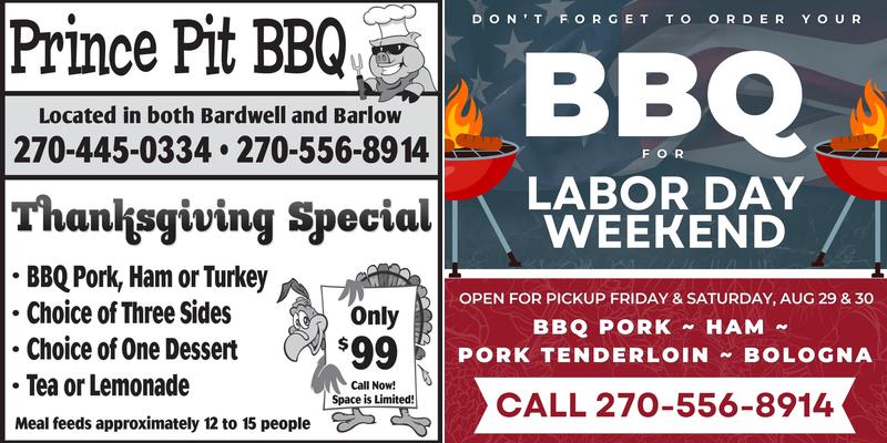 Prince Pit BBQ Menu