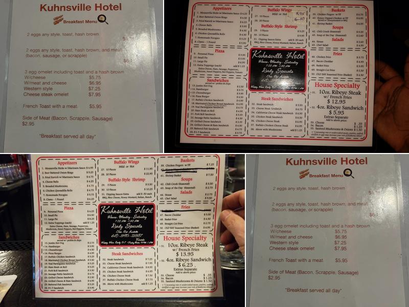 Kuhnsville hotel Menu