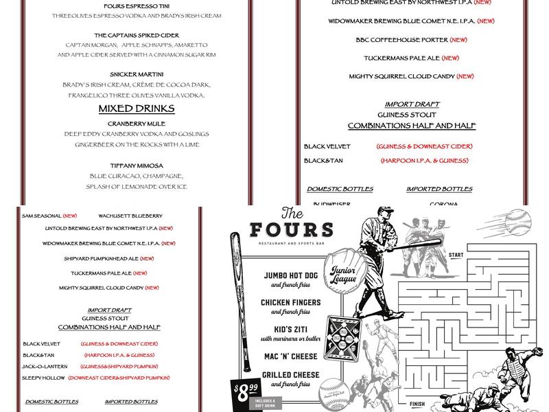 The Fours Bar & Grill Menu