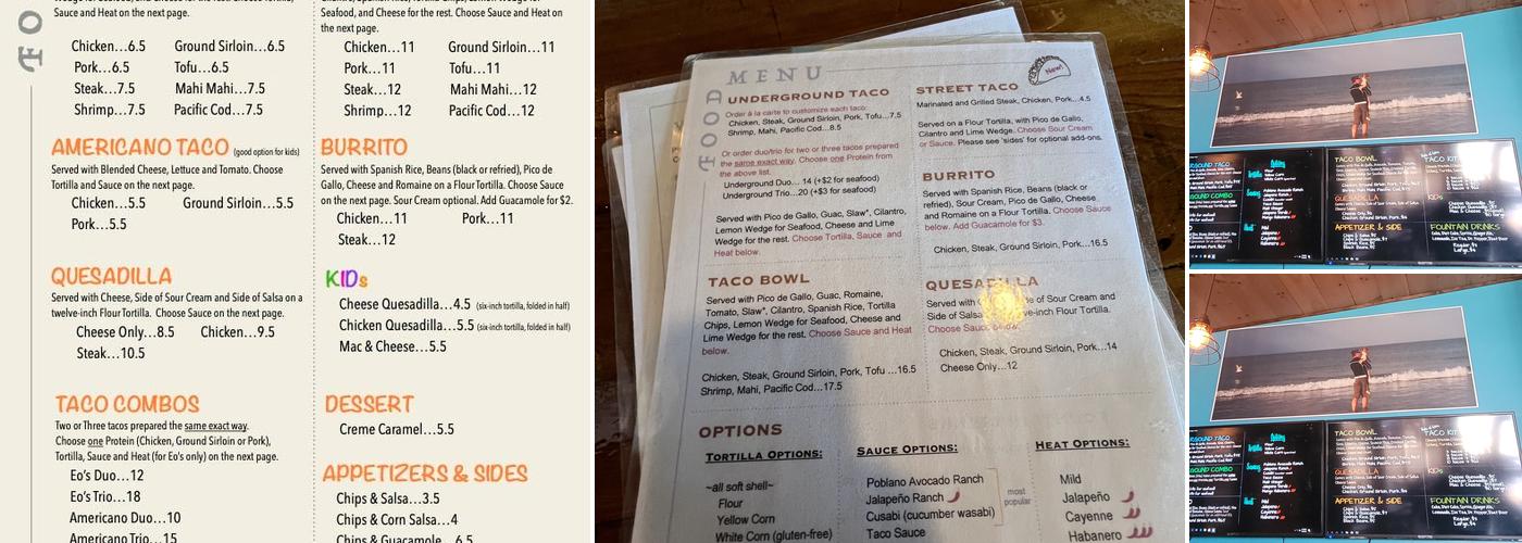 California Underground Menu