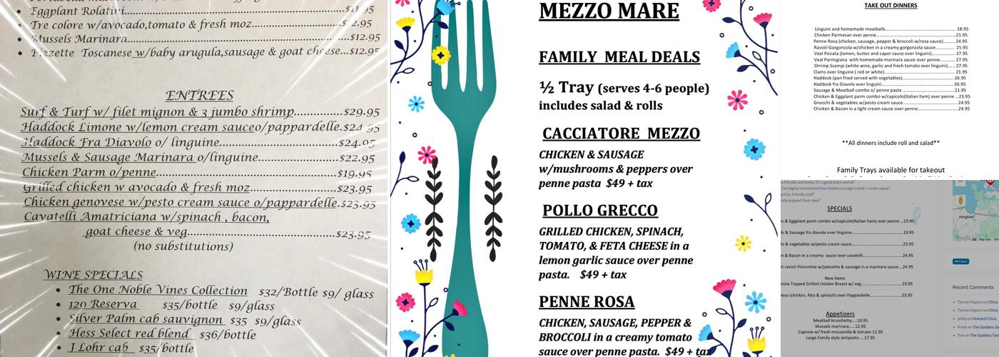Mezzo Mare Menu