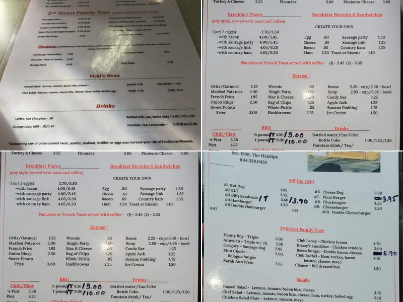 Second Street Lunch Menu