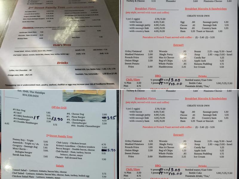 Second Street Lunch Menu