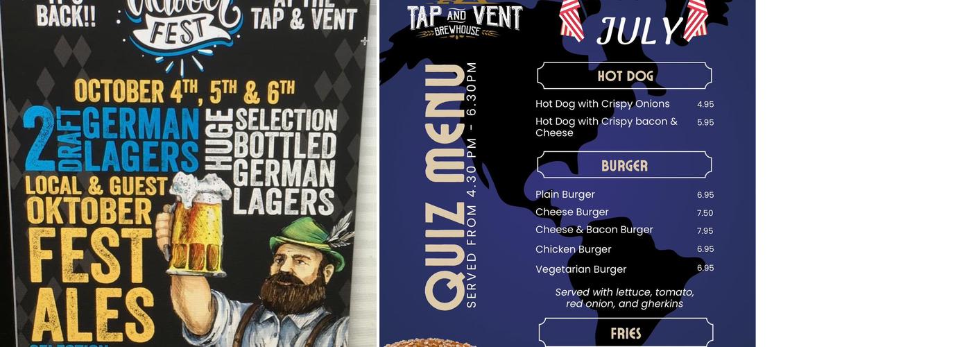 TAP AND VENT BREWHOUSE Menu