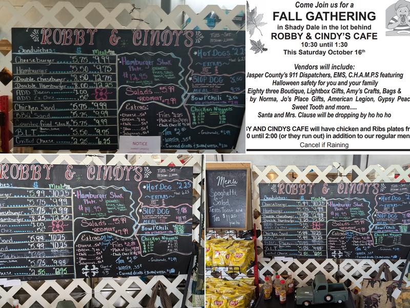 Robby And Cindy's Cafe Menu