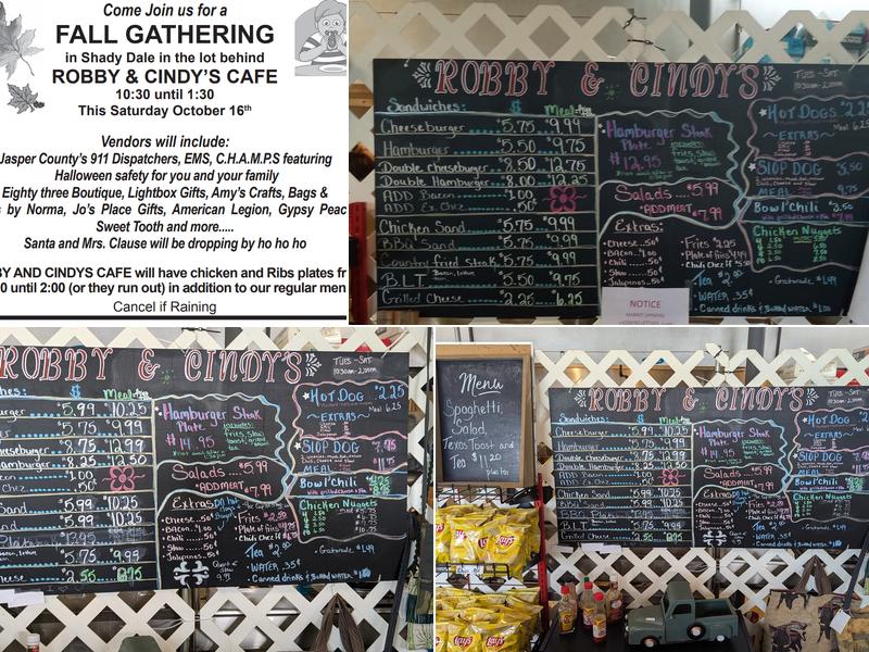 Robby And Cindy's Cafe Menu