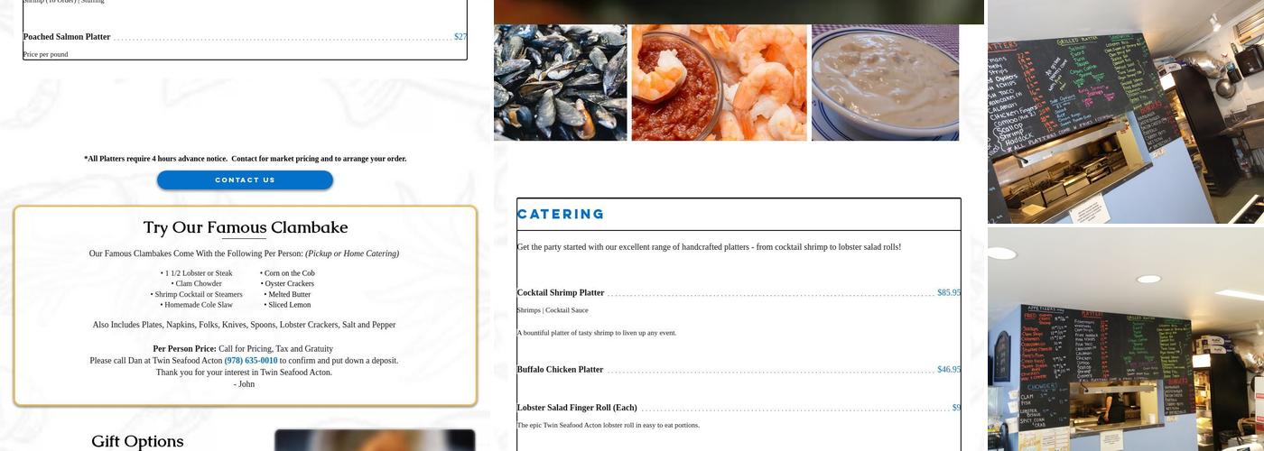 Twin Seafood of Acton Menu