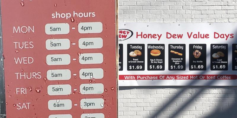 Honey Dew Donuts Menu