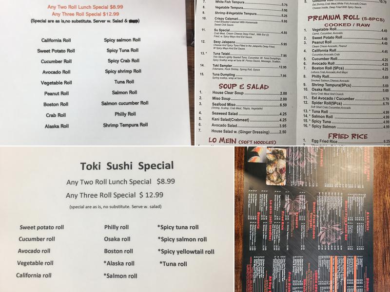 Toki Sushi Steakhouse Menu