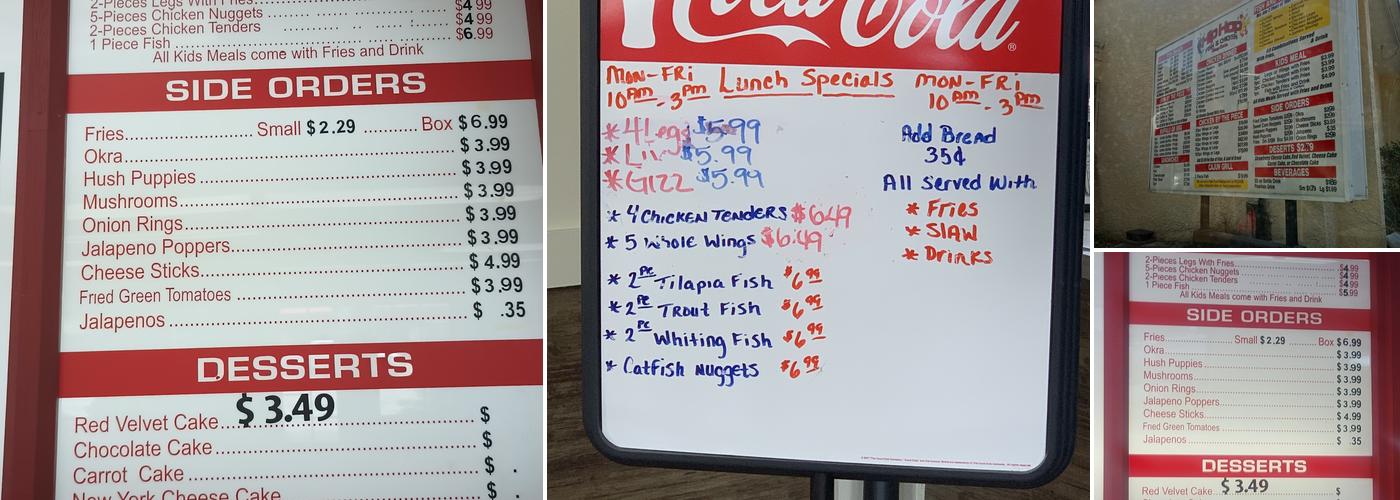 Hip Hop Fish & Chicken Menu