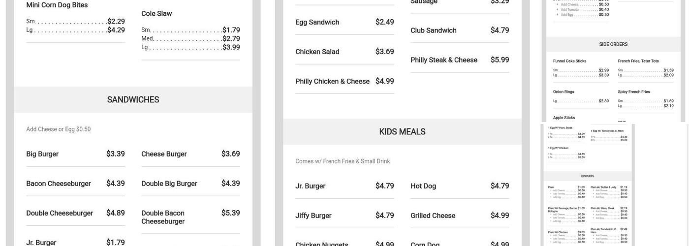 Paul's Drive-In Menu