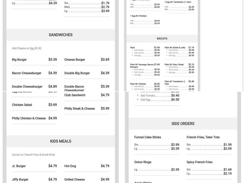 Paul's Drive-In Menu