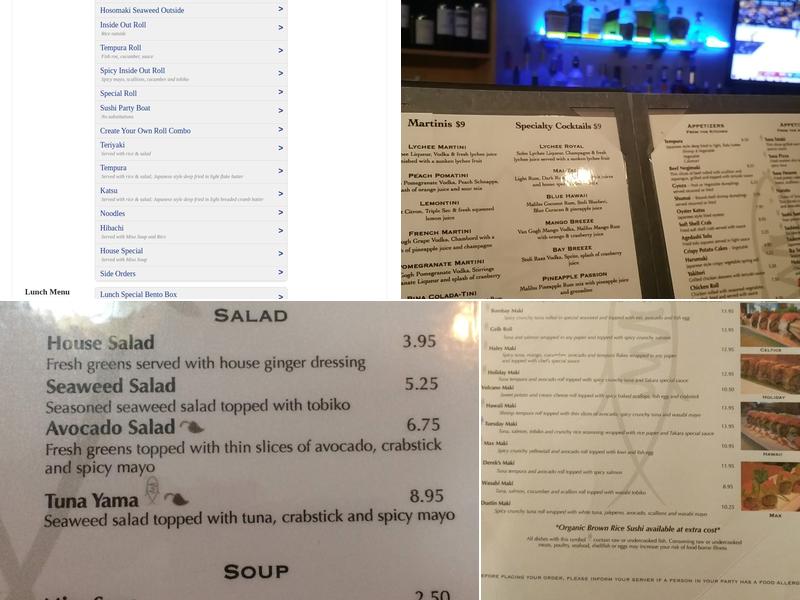 Takara Japanese Restaurant Menu