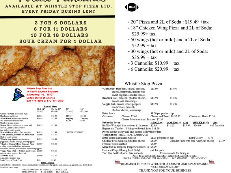 Whistle Stop Menu