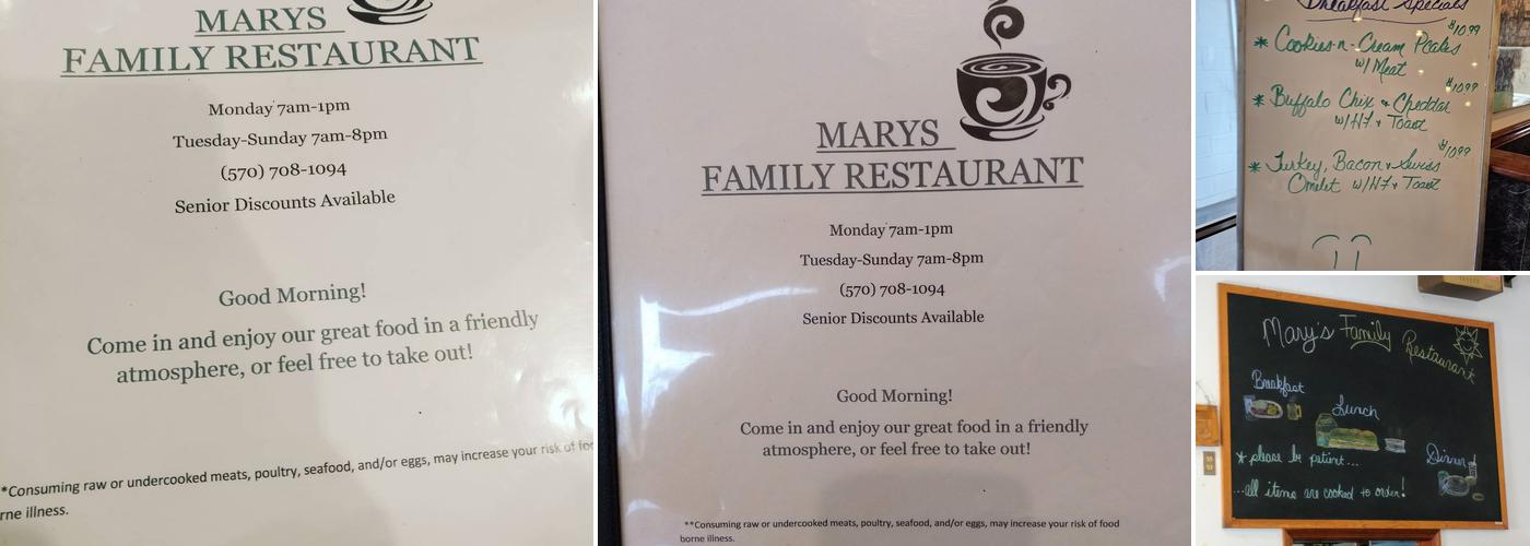 Mary's Menu