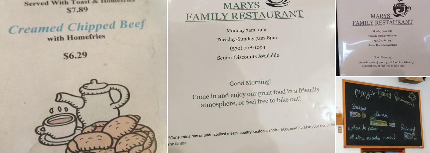 Mary's Menu