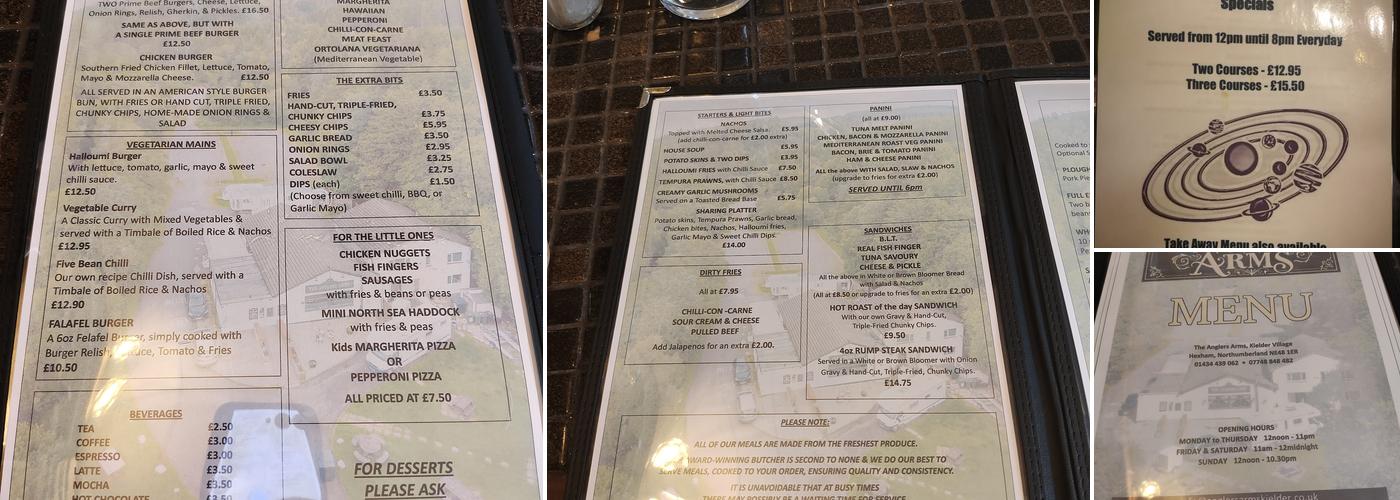 Anglers Arms Menu
