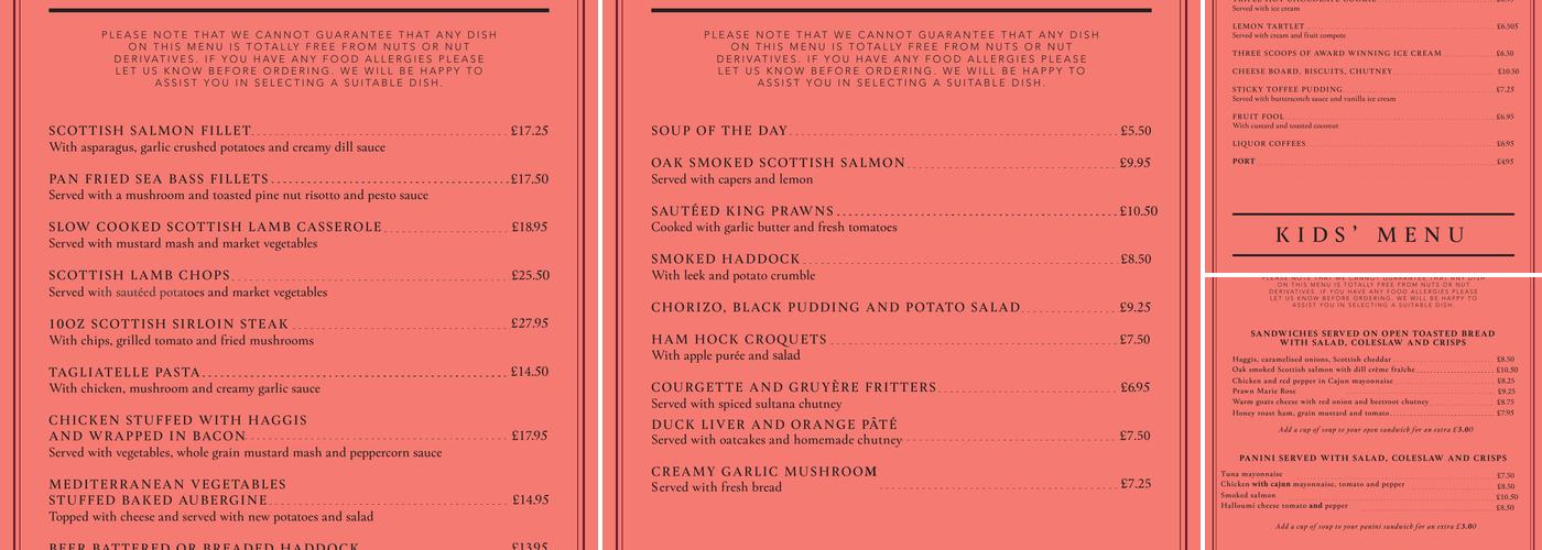 Marmions @ the wynd Menu