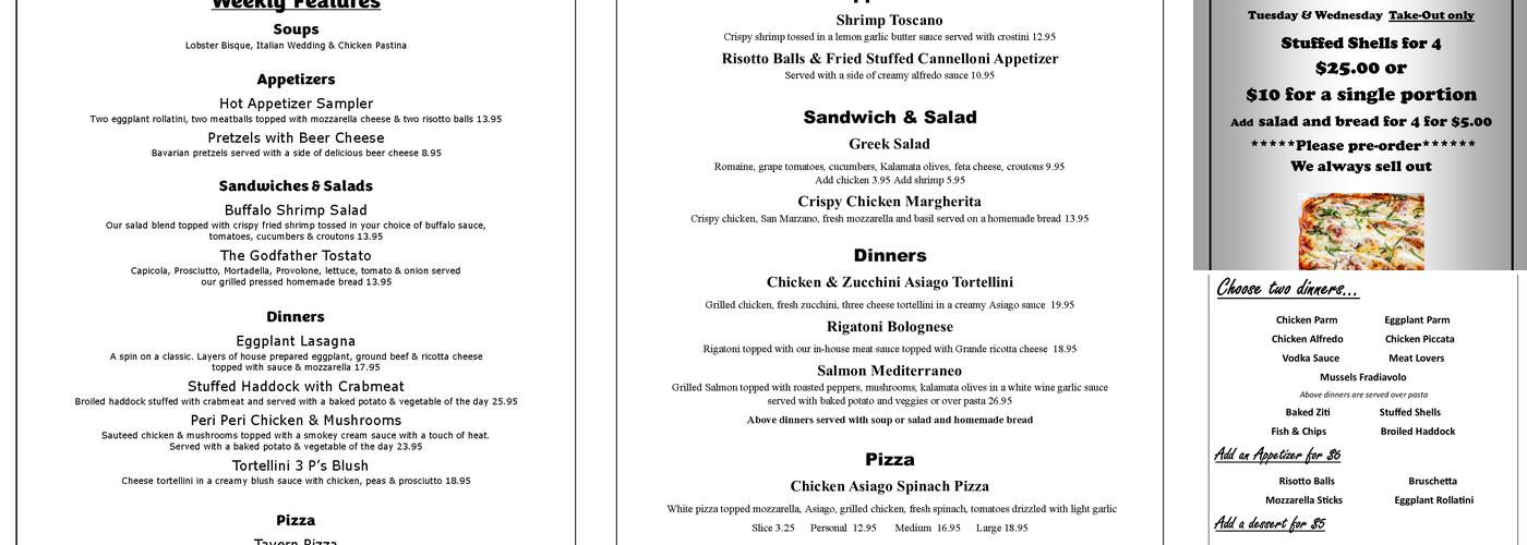 Tomasino's Italian Restaurant Menu