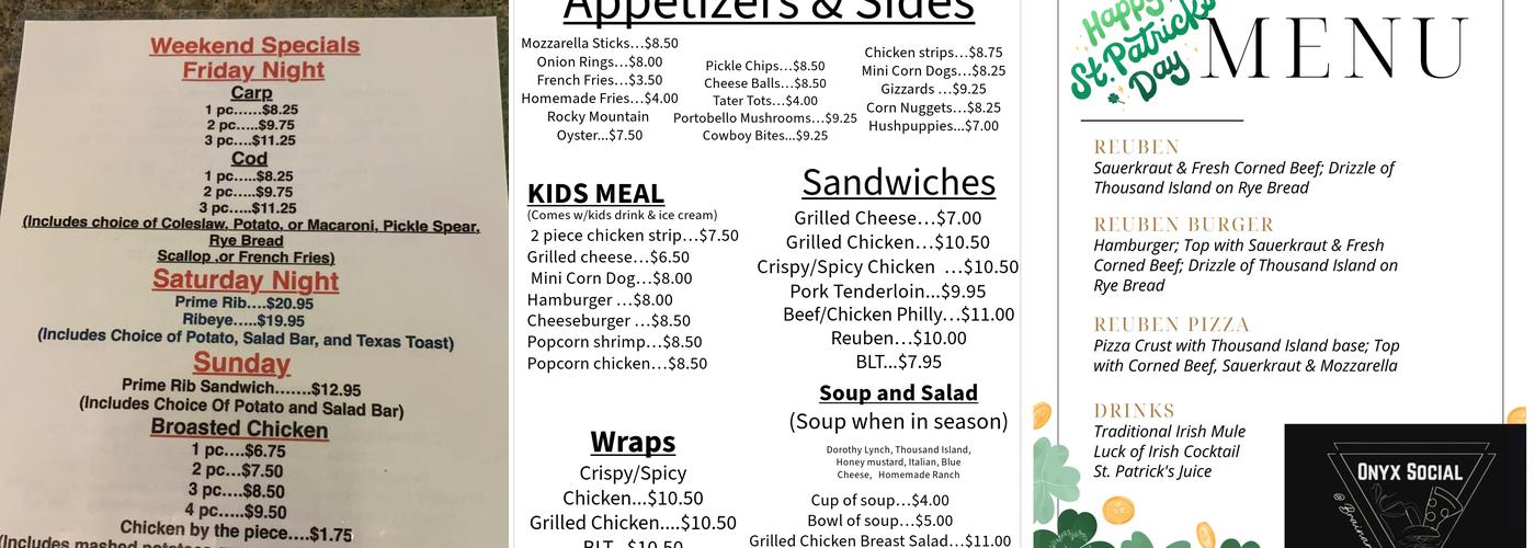 The Brainard Bar Menu
