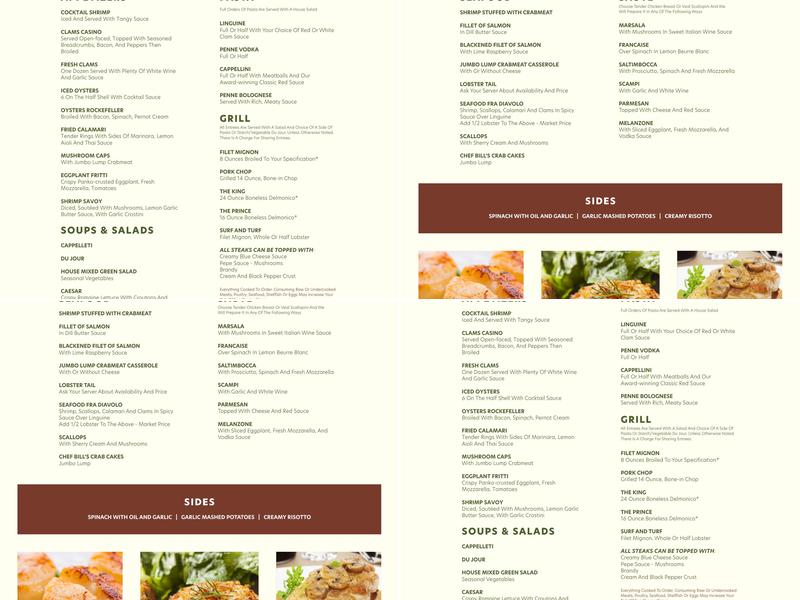 Grico's Menu