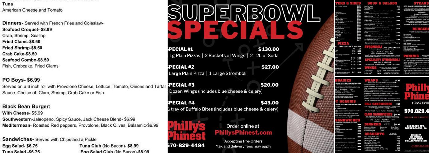 Philly's Phinest Menu