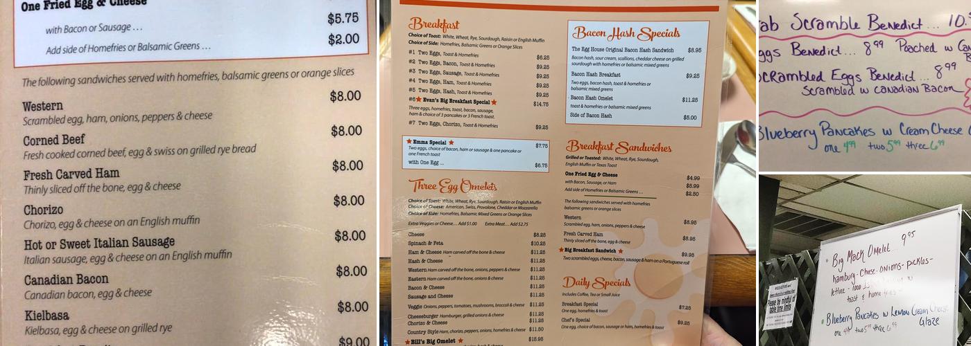 Evan's Egg House Menu
