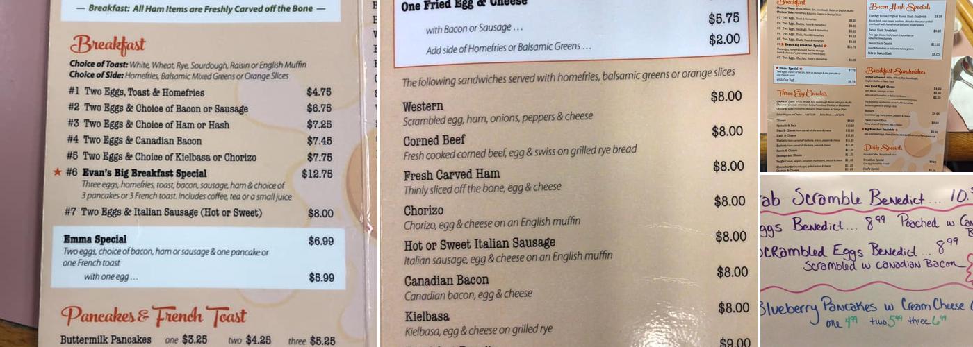 Evan's Egg House Menu