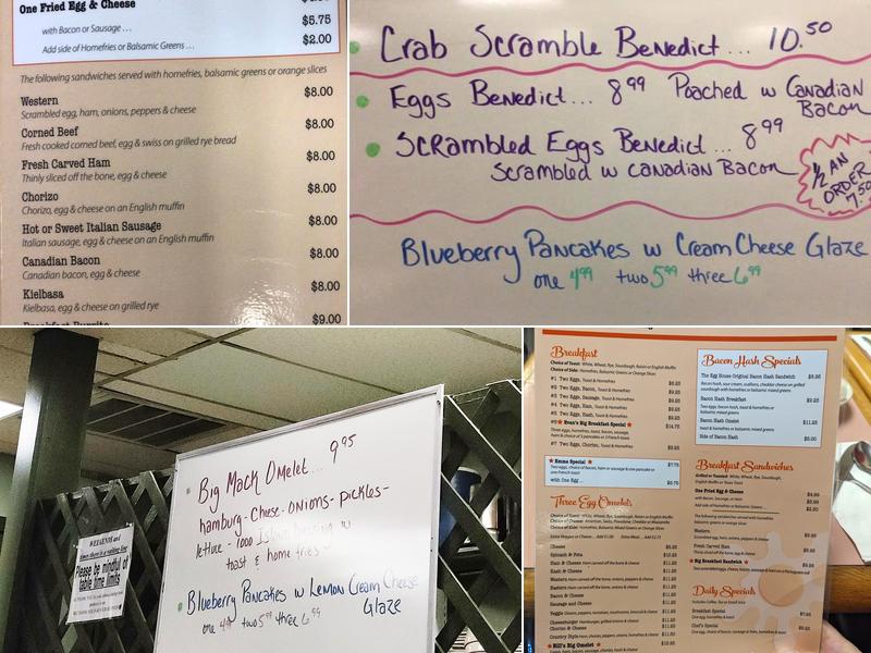 Evan's Egg House Menu