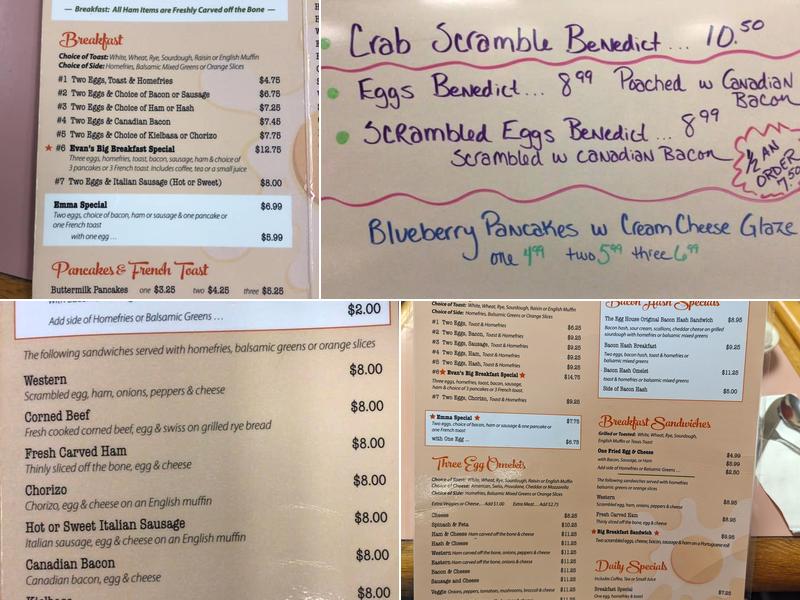 Evan's Egg House Menu