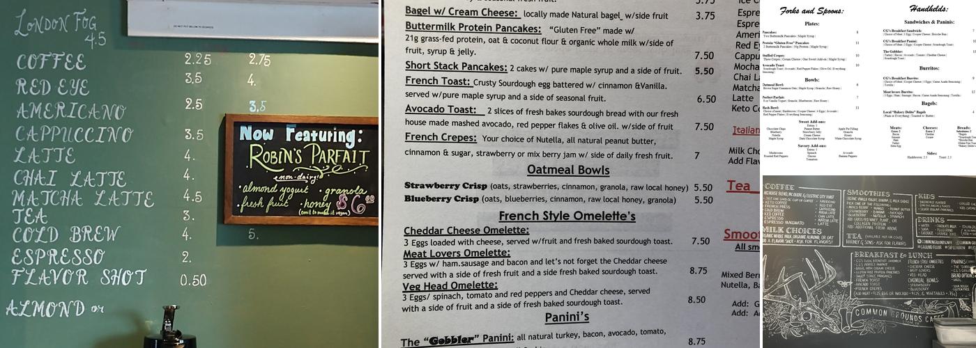 Common Grounds Caffe Menu