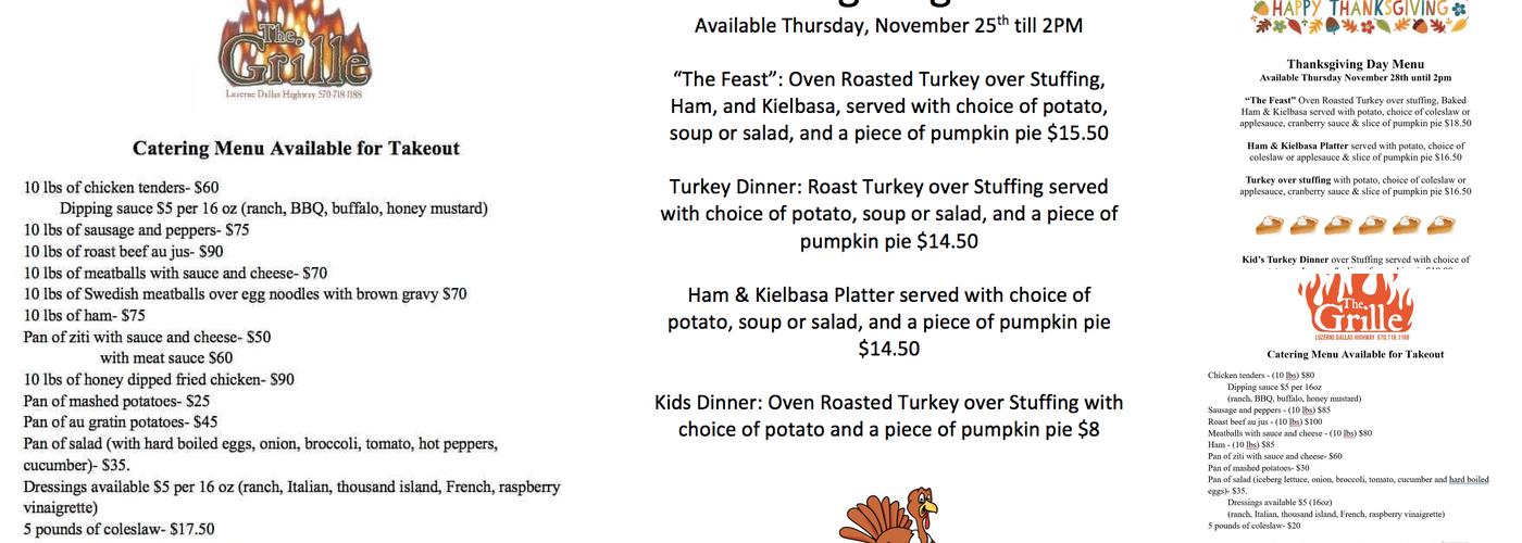 The Grille Menu