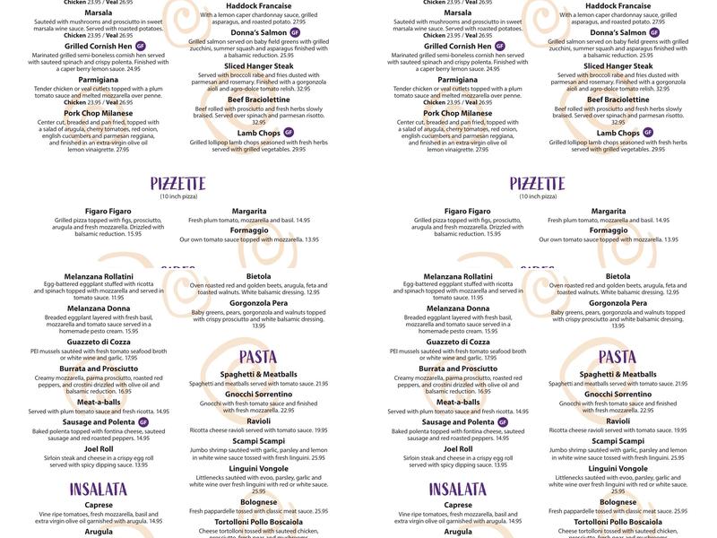 Caffe Italia Trattoria Menu