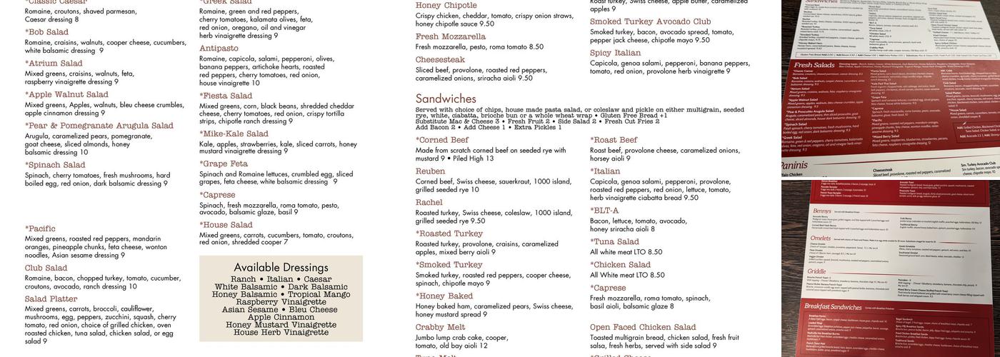 The Atrium Menu