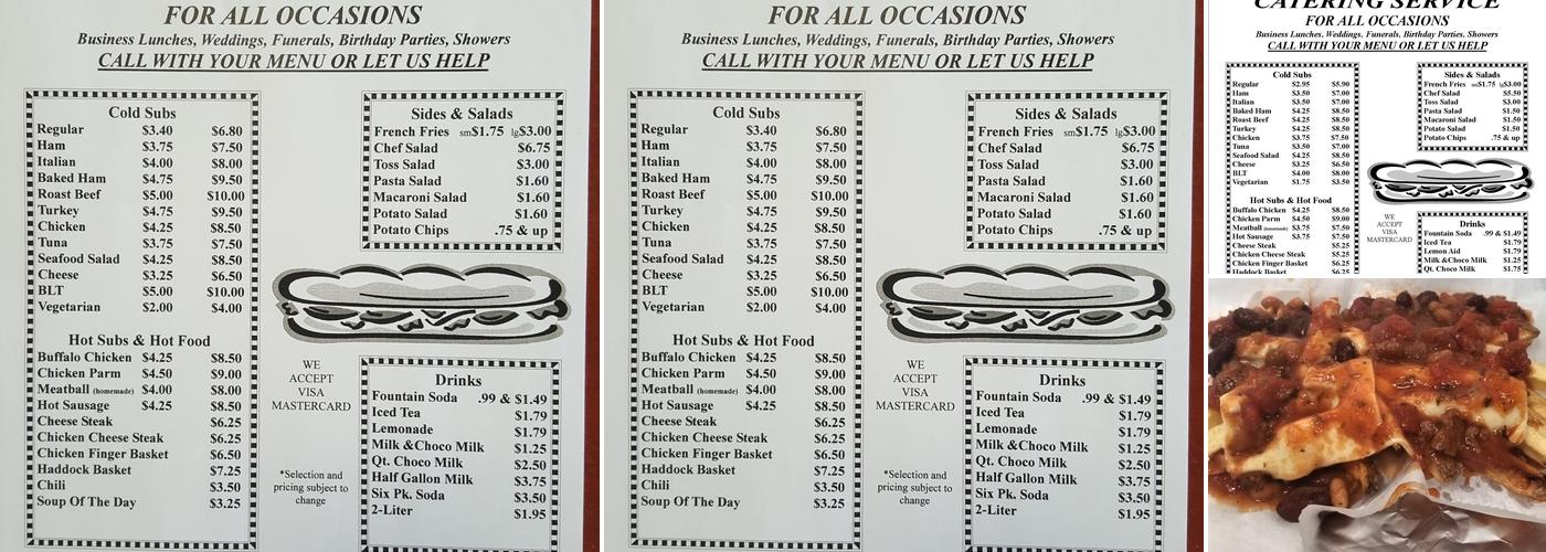 Sub City Menu