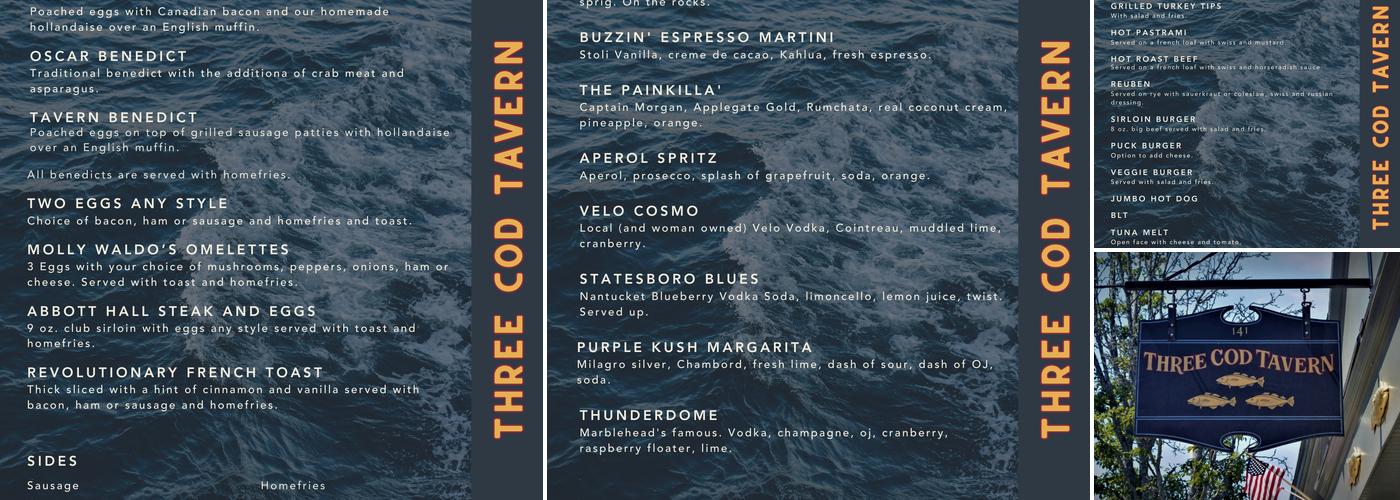 Three Cod Tavern Menu