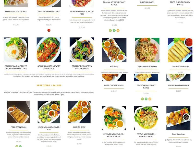 Tuk Tuk Thai Food Menu