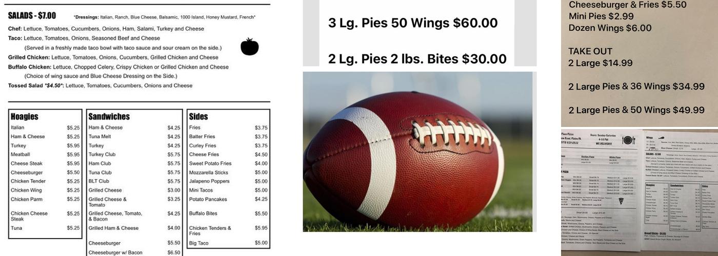 Jerry's Place Pizza Menu