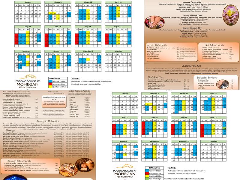 Mohegan Pennsylvania Menu