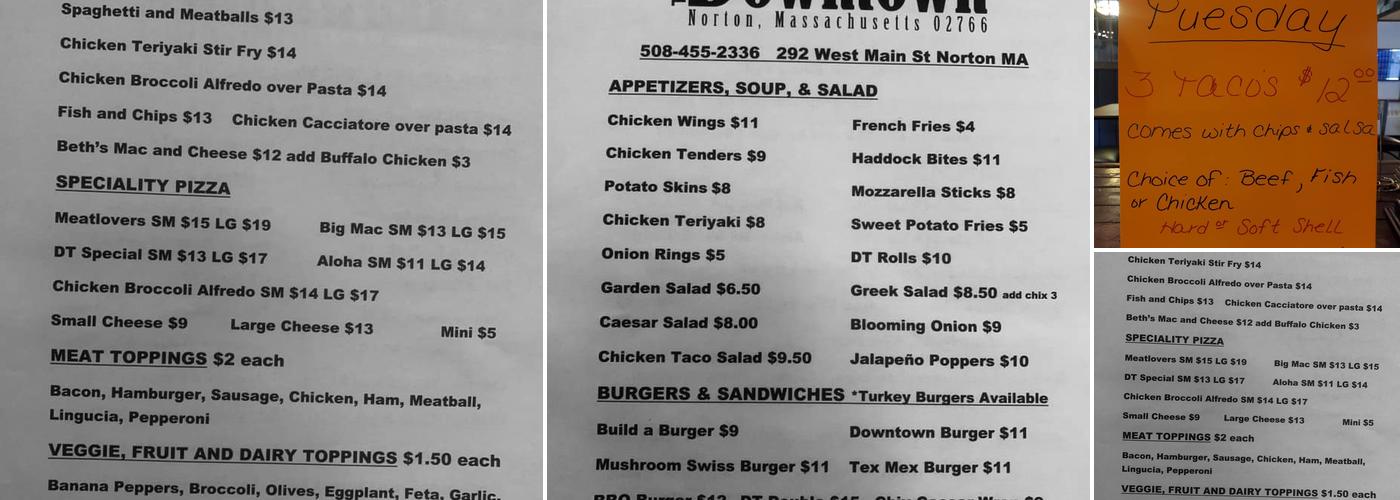 The Downtown Menu
