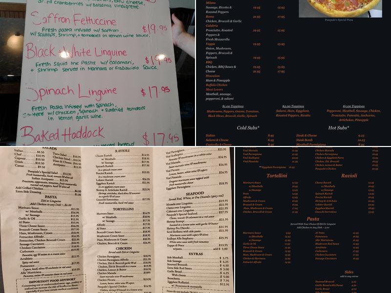 Zitis Italian Trattoria Menu