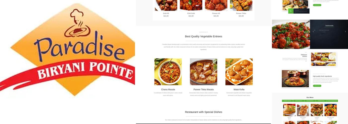 Paradise Biryani Pointe Menu