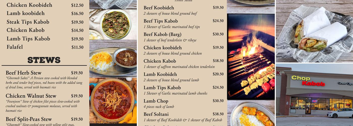 Chop Kabob Menu