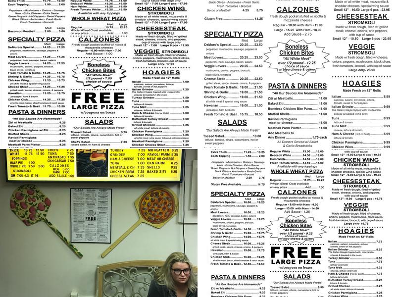 De Muro's Pizza Menu