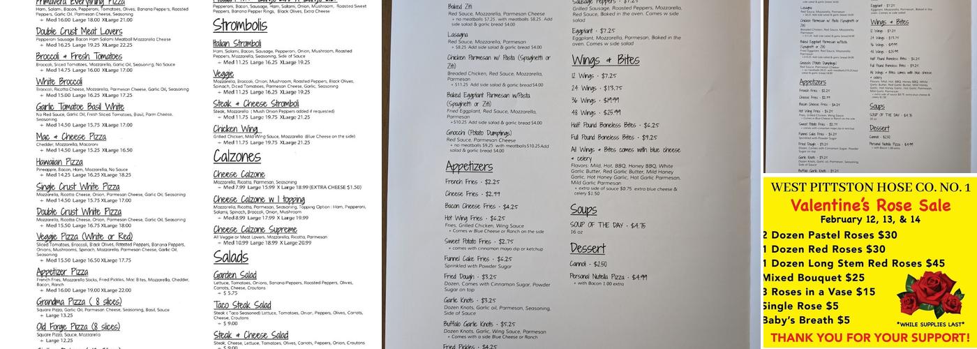 Antonio's Pizza Menu