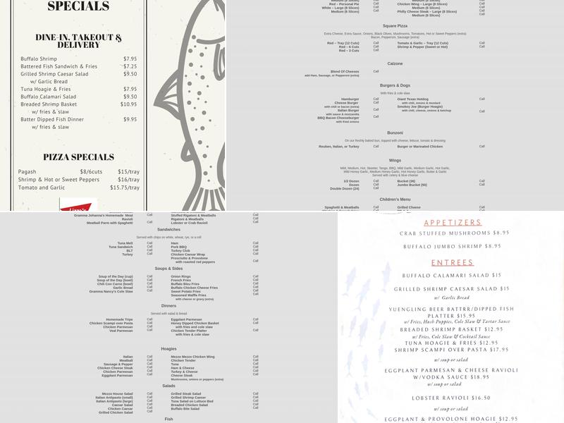 Lizza's Mezzo Mezzo Menu