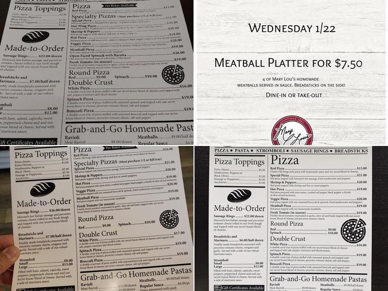 Mary Lou’s Pizza Menu