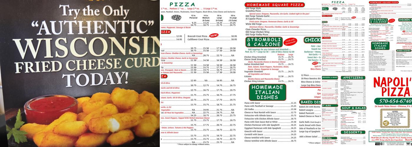 Napoli's Pizza Menu