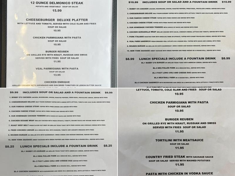 Bobby O's Menu